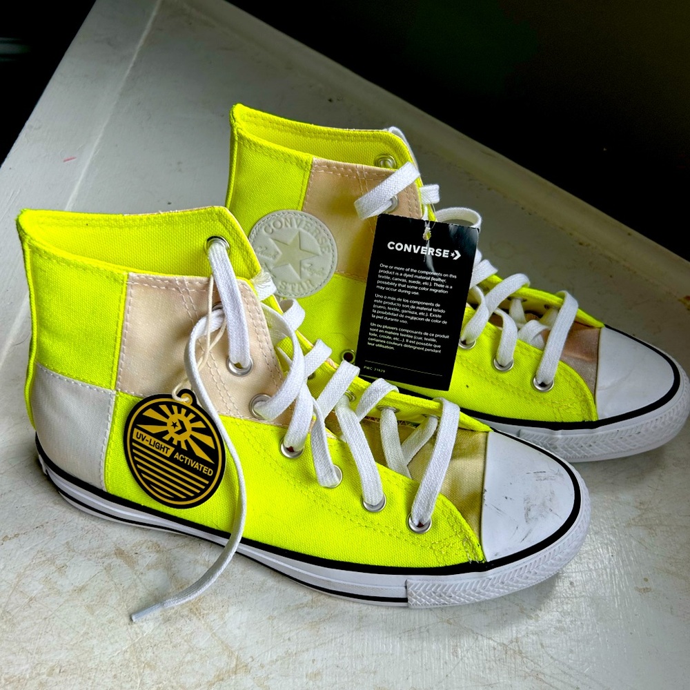 Converse Men's High-Top Sneakers in Neon Yellow and White
